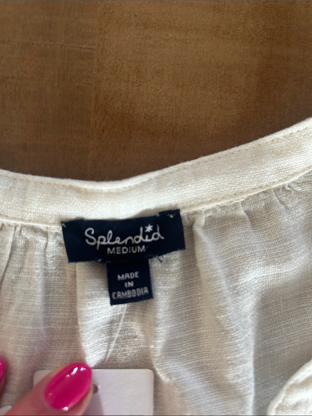 Splendid Ivory Eyelet Sleeve V-Neck Blouse - Picture 4 of 6